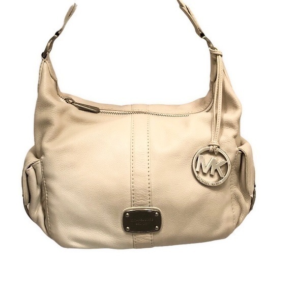 Michael kors cream pebbled leather hobo bag
